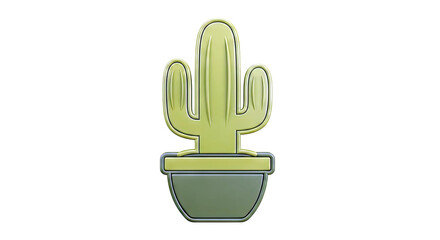 Green 3D Saguaro Cactus in a Pot Icon