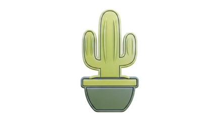 Green 3D Saguaro Cactus in a Pot Icon