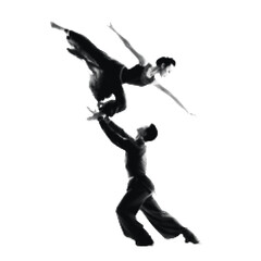 Obraz premium Halftone art dancers in graceful pose vector illustration collage cutouts set Vintage black and white dot pattern graphic design element for prints posters