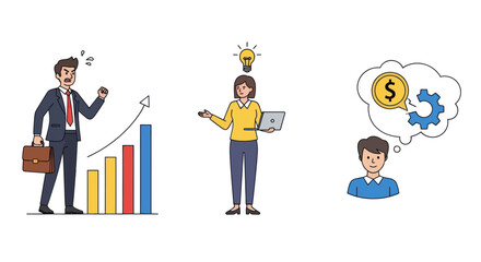 Business Professionals Illustrating Growth Ideas and Financial Concepts.
