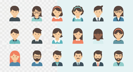 Diverse Group of Cartoon People Faces.