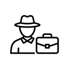 Fototapeta premium Man with Hat and Briefcase Icon