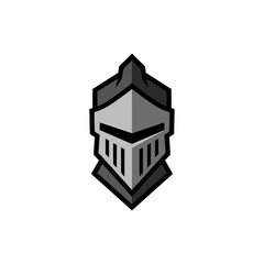 Naklejka premium Stylized graphic of a medieval knights helmet in gray tones