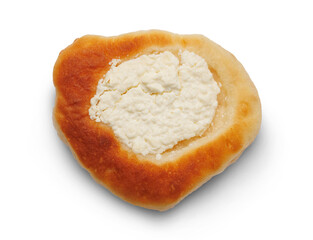 Bun with cottage cheese isolated on transparent background