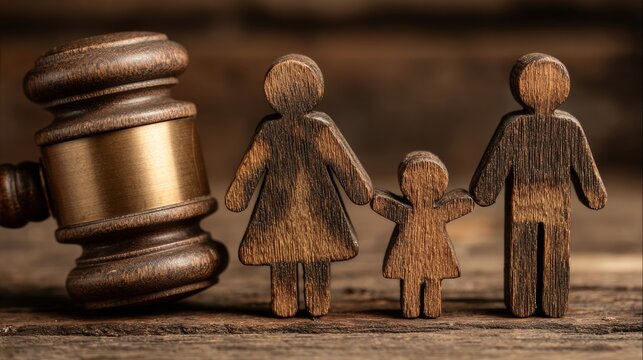 A wooden gavel on the desk, family law