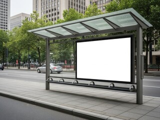 Modern bus stop shelter in urban environment