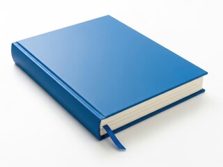 Blue hardcover book with ribbon bookmark