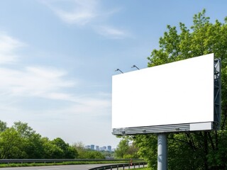 Empty advertising billboard alongside highway