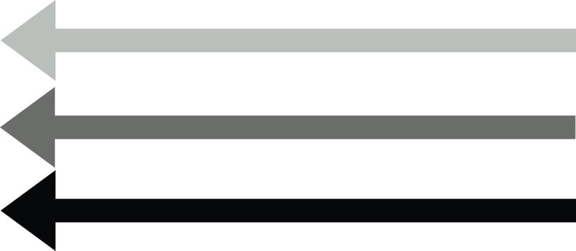 Set of Three Horizontal Parallel Arrows Pointing Left and Right, Black Minimalist Directional Vector