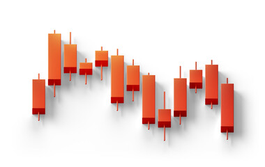 3D Red Candlestick Chart Graph PNG for Finance Trading and Stock Market