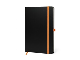 Elegant black notebook with orange accents