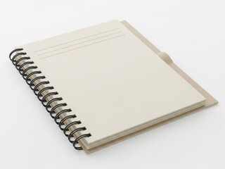Blank spiral notebook with beige cover and black spiral binding