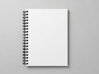 Blank spiral notebook on plain background