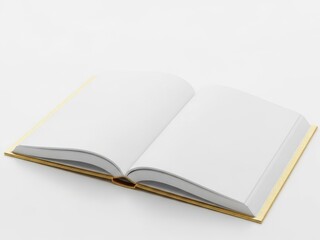 Open book with blank pages and golden edges