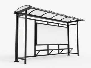 Modern bus shelter with transparent roof and bench