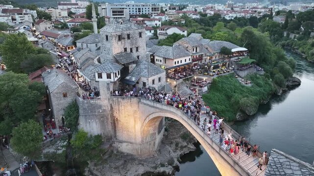 Stari Most bridge at dusk