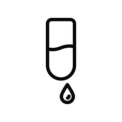 Test tube with liquid and drop icon