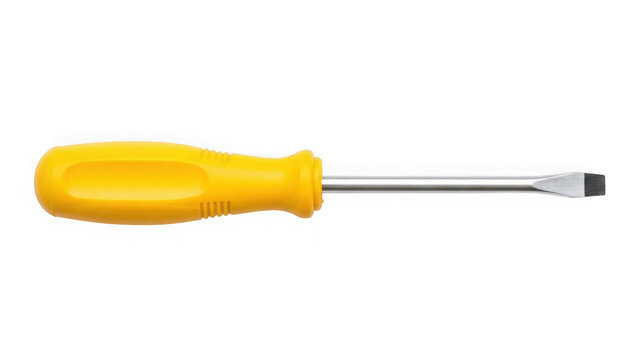Yellow screwdriver isolated on transparent background