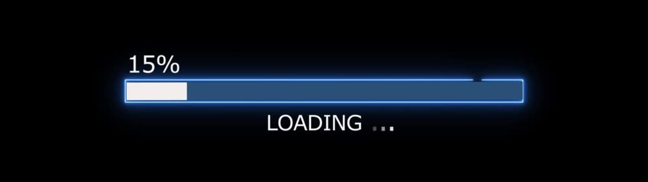 22% loading bar icon diagrams info graphics animation. Neon loading bar sign background video.