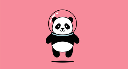 Cartoon panda bear in space helmet © Kemping