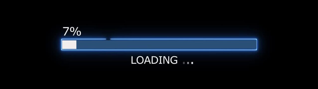 9% loading bar icon diagrams info graphics animation. Neon loading bar sign background video.