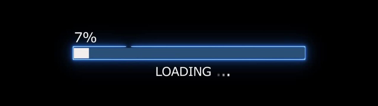 8% loading bar icon diagrams info graphics animation. Neon loading bar sign background video.