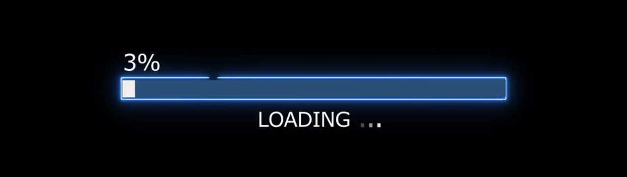 4% loading bar icon diagrams info graphics animation. Neon loading bar sign background video.