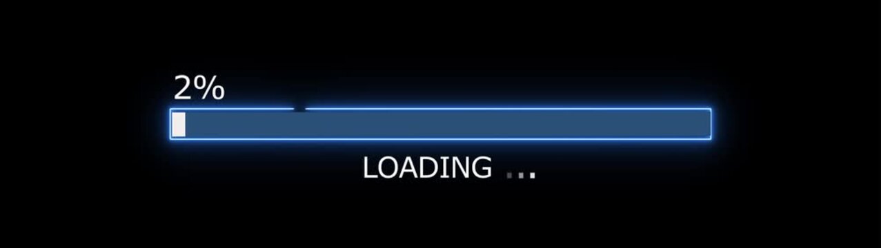 3% loading bar icon diagrams info graphics animation. Neon loading bar sign background video.