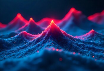 Red stock market graph on digital screen showing candlestick data, price fluctuations, bullish and bearish trends, futuristic financial technology for trading, investment analysis, global economy.