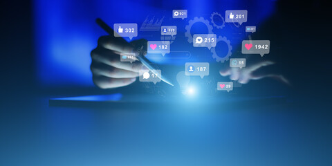 Digital Social Media Performance Dashboard Visualizing User Reactions And Activity.
