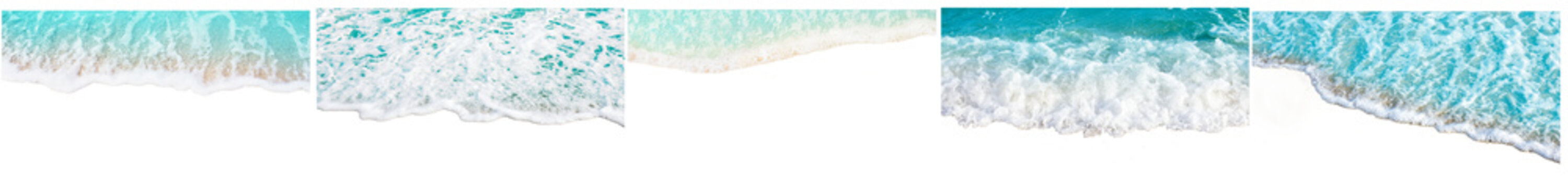 aerial view photographs of ocean waves crashing on sandy beaches, creating beautiful white foam patterns.