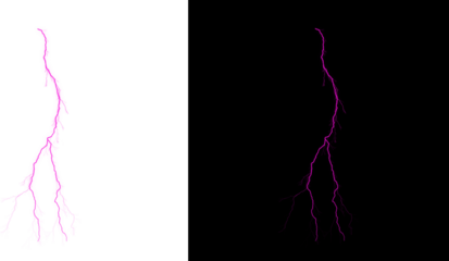 Vibrant pink lightning bolt on white and black backgrounds isolated on transparent background