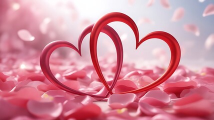 red heart with pink petals