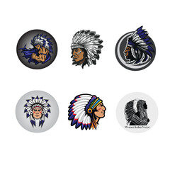Native american warrior mascot logo collection