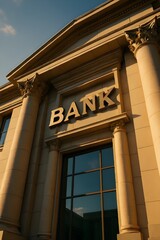 Grand Bank Building with Corinthian Columns and Golden Prestige
