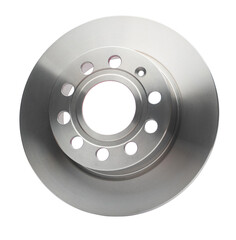 New car brake disc isolated on white background. Closeup.