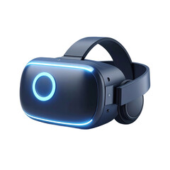 Virtual Reality Headset with Blue Glow.