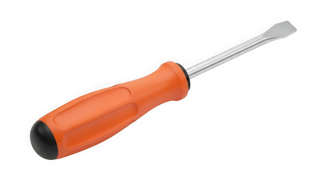Orange screwdriver tool isolated on transparent background