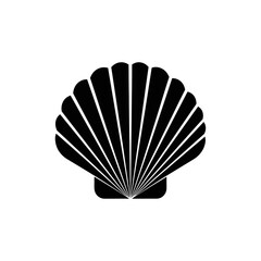 Scallop Shell Fan Shape Silhouette Sea Life Vector Icon Isolated on White Background Ocean Beach Art