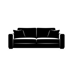 Obraz premium Modern Sofa Couch Silhouette Living Room Furniture Vector Icon Isolated on White Background Home Seat