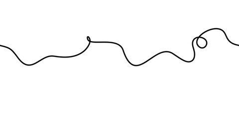 Decorative seamless cable squiggle line, black curvy wavy curve loop drawing. This seamless cable squiggle line feels organic. © Анжелика Полтавец