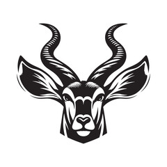 Stylish black and white illustration of antelope head