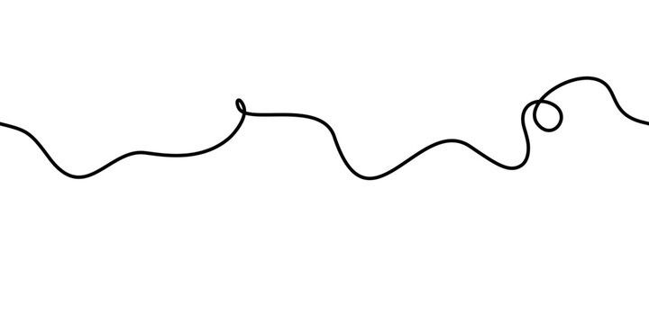 Decorative seamless cable squiggle line, black curvy wavy curve loop drawing. This seamless cable squiggle line feels organic.