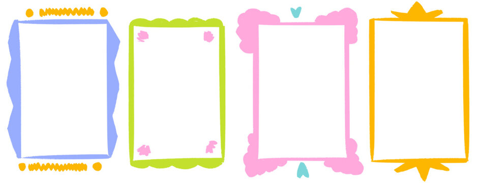 Soft kindergarten frame with crayon texture, square border, chalk details, child doodle style, friendly box for kids. Cozy kindergarten crayon frame square.