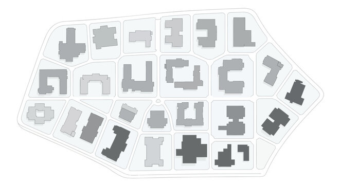 Urban master plan vector with building footprints top view