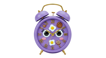 Cute Purple Alarm Clock with Food Decorations