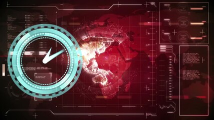 Animation of clock moving over data and globe - Powered by Adobe