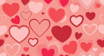 Valentine's day hearts pattern with red pink and white hearts on pink background