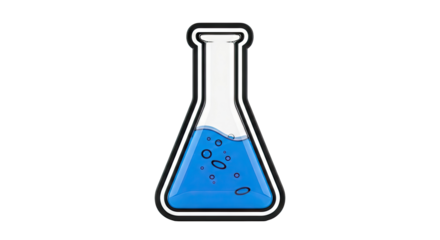Erlenmeyer Flask with Blue Liquid and Bubbles