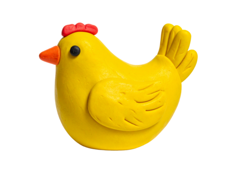 cartoon yellow play doh clay easter chicken isolated on transparent background - Powered by Adobe